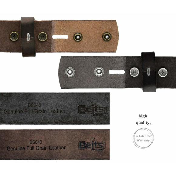 Bs040 One Piece Genuine Full Grain Leather 1-1/2" Wide Replacement Belt Strap🫲 - Picture 6 of 6